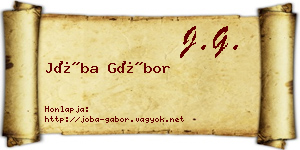 Jóba Gábor névjegykártya